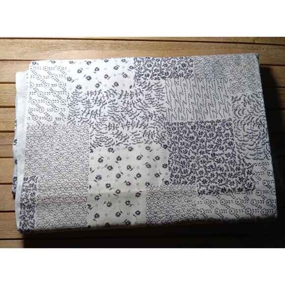 Vintage Sewing Fabric Black & Off White Cotton Patchwork Look 1-5/8 yd x 44" - Picture 5 of 6